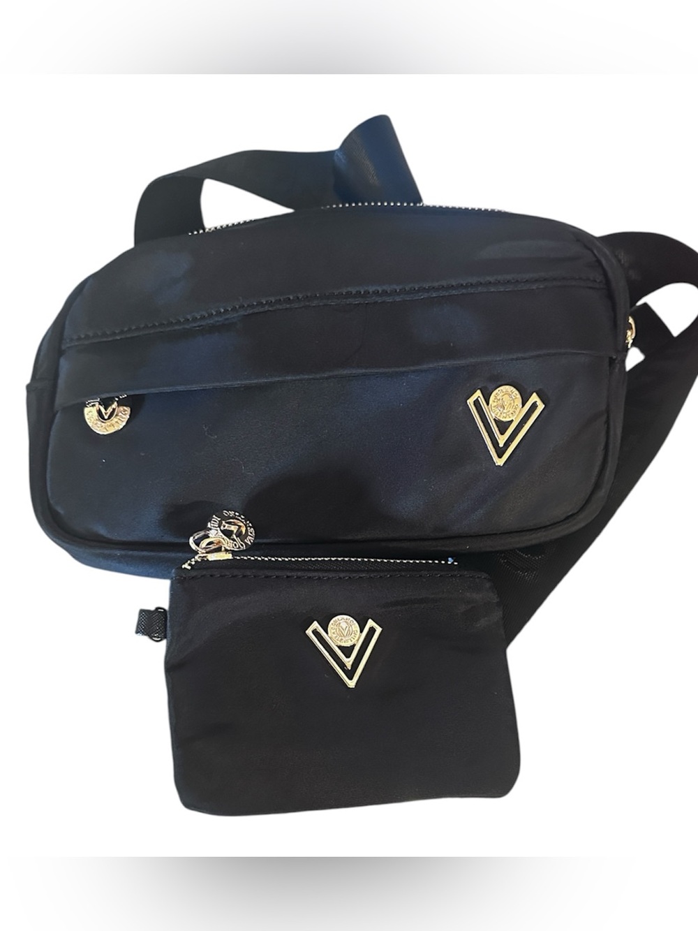 NWT - Valentino Orlandi Black Nylon Belt Bag set